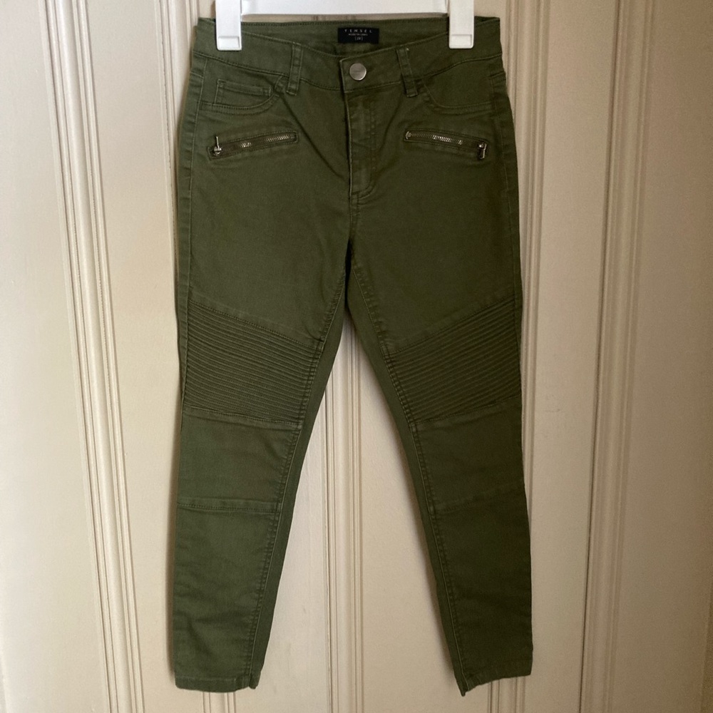 Olive Moto Skinny Jeans